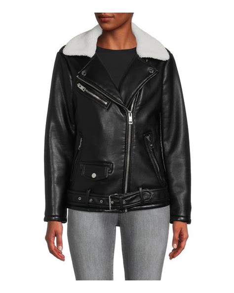 michael michael kors leather and faux fur moto jacket|michael kors black moto jacket.